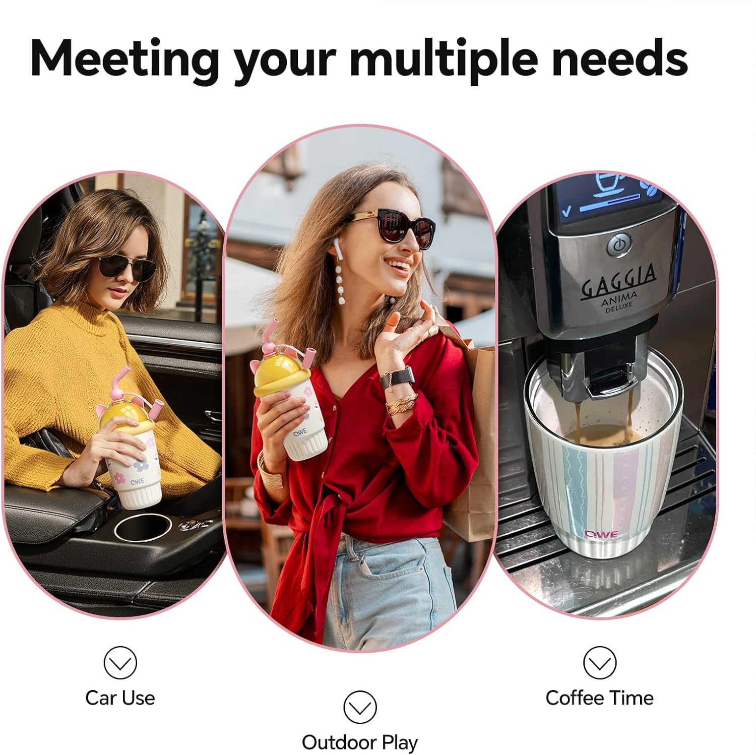 QWE Insulated Tumbler coffee mug Cat Ears Straw,15oz Stainless Coffee Cups for Hot and Cold,Twist On 2-Way Lid,BPA-free,Vacuum Insulated,Cute Style for Home-based, School,Travel,Office(Yellow) - Image 8