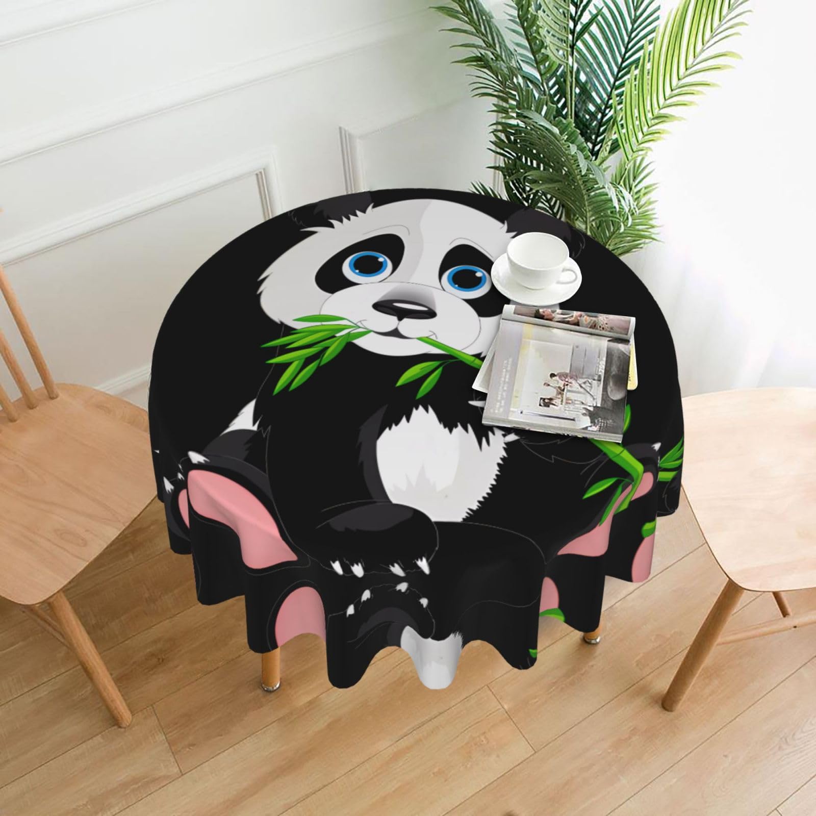 ZHAOUR Cute Panda Print Round Washable Tablecloth – Table Cover