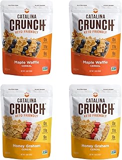 Catalina Crunch Keto Cereal Variety Pack, Maple Waffle & Honey Graham | Low Carb, Zero Sugar, Gluten & Grain Free, Fiber | Keto Snacks, Vegan Snacks, Protein Snacks | Breakfast Protein Cereal | Keto Friendly Foods