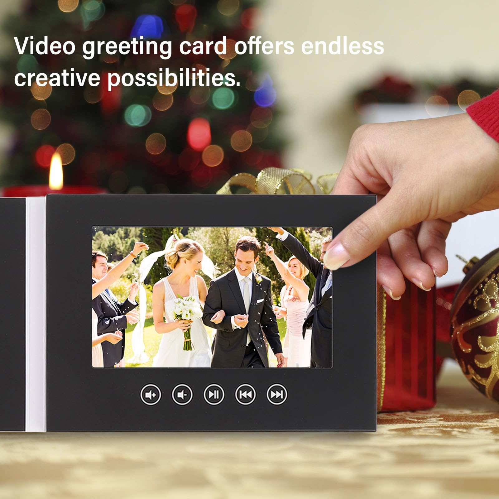 Brochure Elettronica con Riproduzione HD di Biglietti D'auguri Video per Annunci di Matrimoni con Custodia per Adesivi (5 pollici)