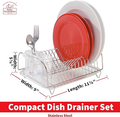 Miniatura 4 de Better Houseware 3423 - Escurridor de platos compacto acero inoxidable