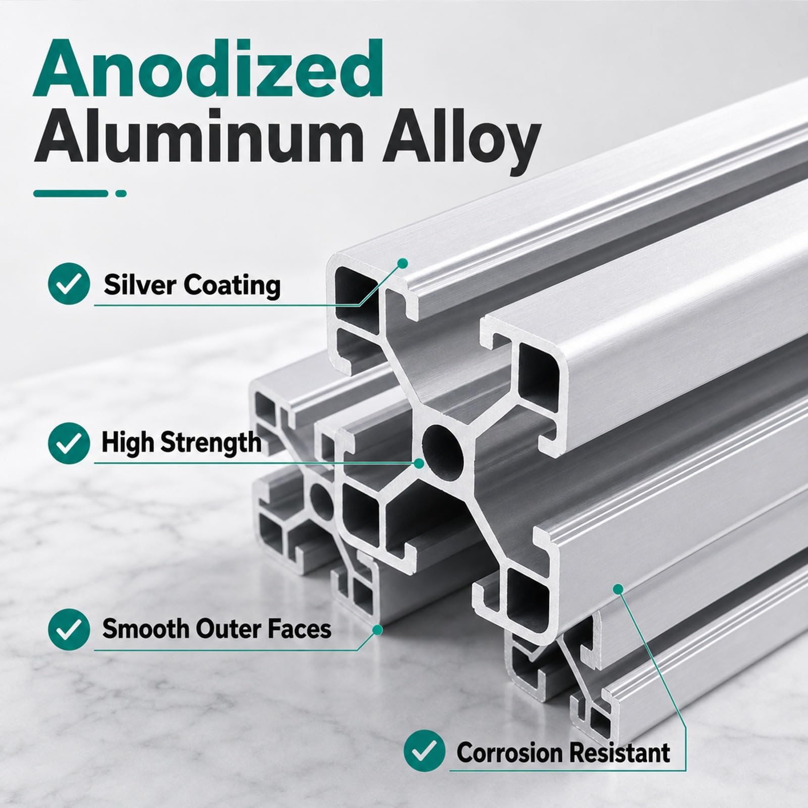 Profil Alu FüR Aluprofil,Modulare Aluminiumprofile,Linearschienenprofilrahmen,Vierkant Alu Profil,Glatte OberfläChe,FüR DIY 3D-Drucker Und CNC-Maschinen