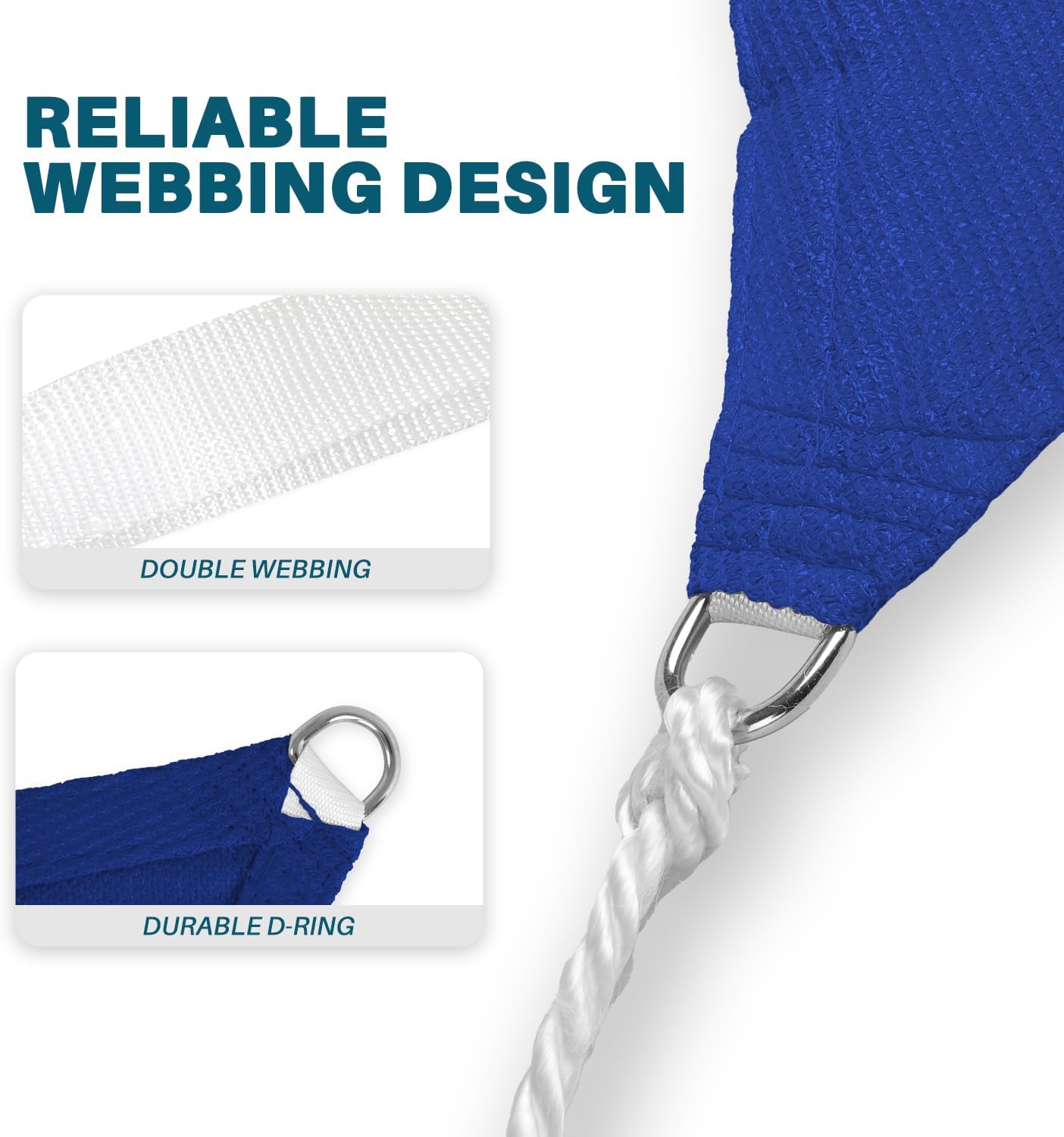 Coarbor 20' x 20' x 20' Sun Shade Sail Canopy Sunshade Outdoor Heavy Duty Triangle Fabric Cloth Screen for Patio Garden Yard Deck Pergola Canopy Blue