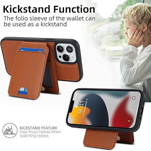 Miniatura 4 de Funda para iPhone 11 Pro Max con tarjetero de crédito, caja fuerte para iPhone 11 Pro Max, funda de cuero para mujer, compatible con mag Safe Wallet