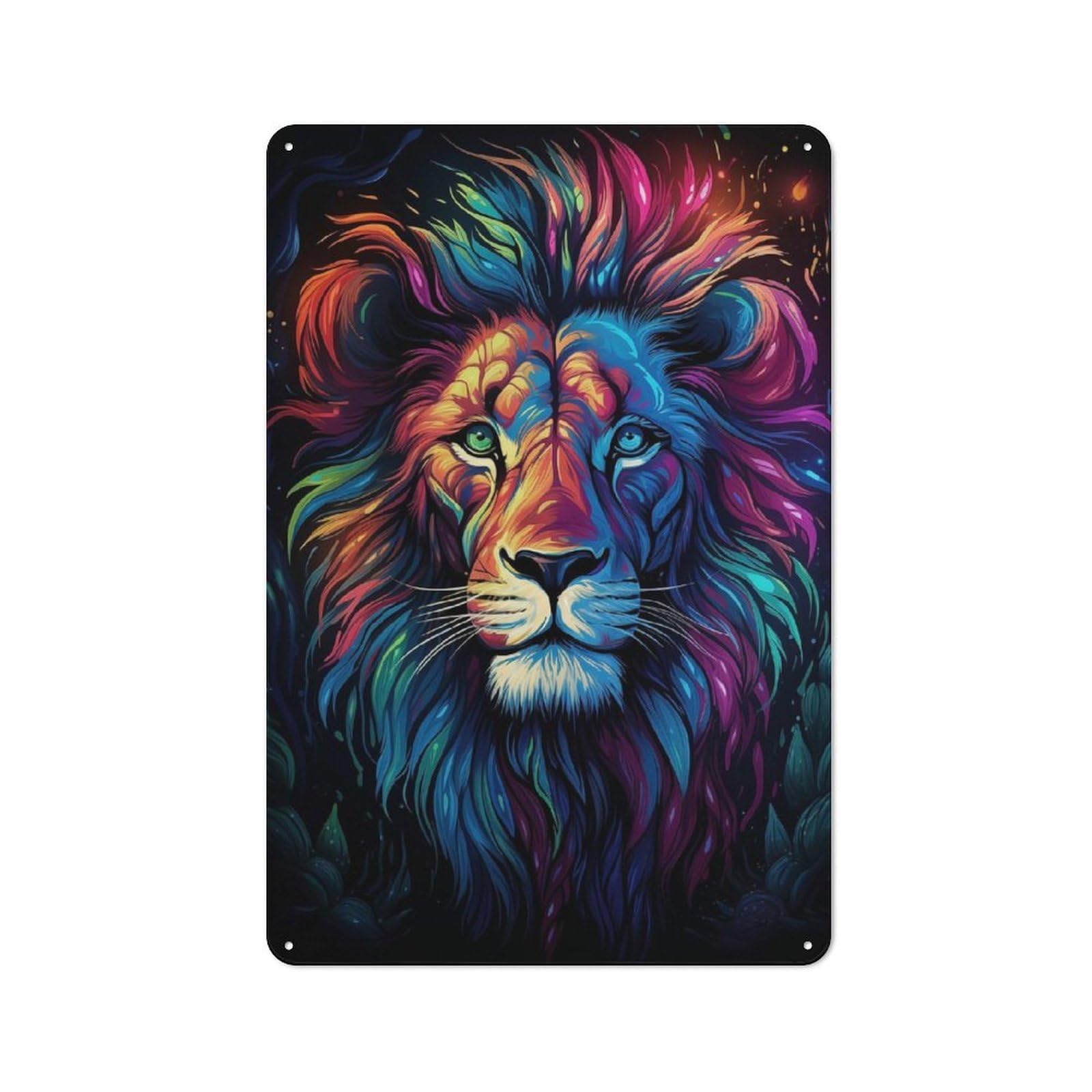 Creative Lion Watercolor Tin Sign 30x20cm, Study Room Decor for Workspace, Cafe, Shop Or Desk Area