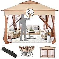 Vista 55 de COBIZI 10x10 Gazebos desplegables en oferta 11x11 Tienda de campaña con toldo fácil de montar al aire libre, Gazebo impermeable portátil