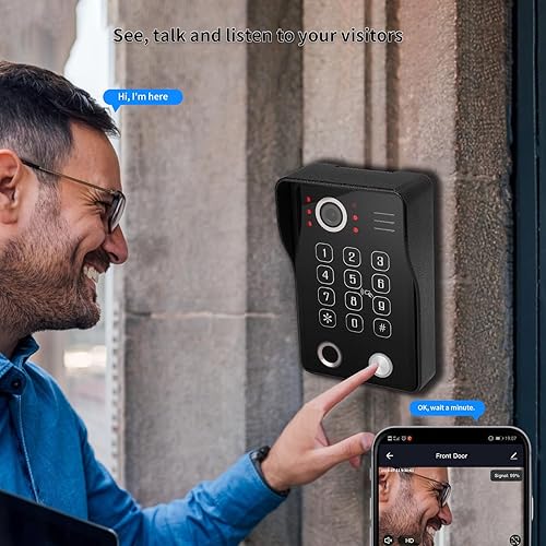 Miniatura 2 de ANJIELO SMART Sistema de portero de video con cable, cámara de timbre de video de 7 pulgadas con monitor (negro), video portero con cable, apagado 5