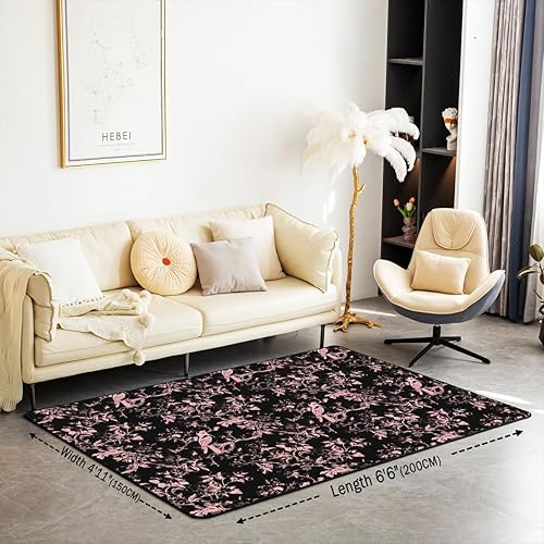 Miniatura 2 de jejeloiu Groovy Flower Area Rug 5x7 Retro Floral Boho Living Room Rugs Bedroom 70S Hippie Groovy Flowers Bohemian Decor Carpet with Non-Slip Backing