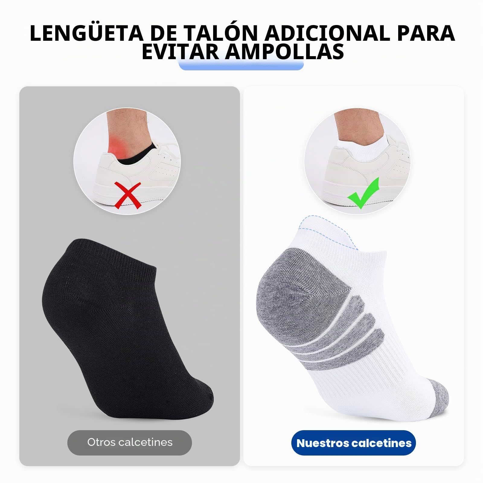 10 Pares Calcetines Tobilleros Hombre Mujer, Calcetines Cortos Hombre de Algodon Transpirable, Cómodo con Malla Transpirable