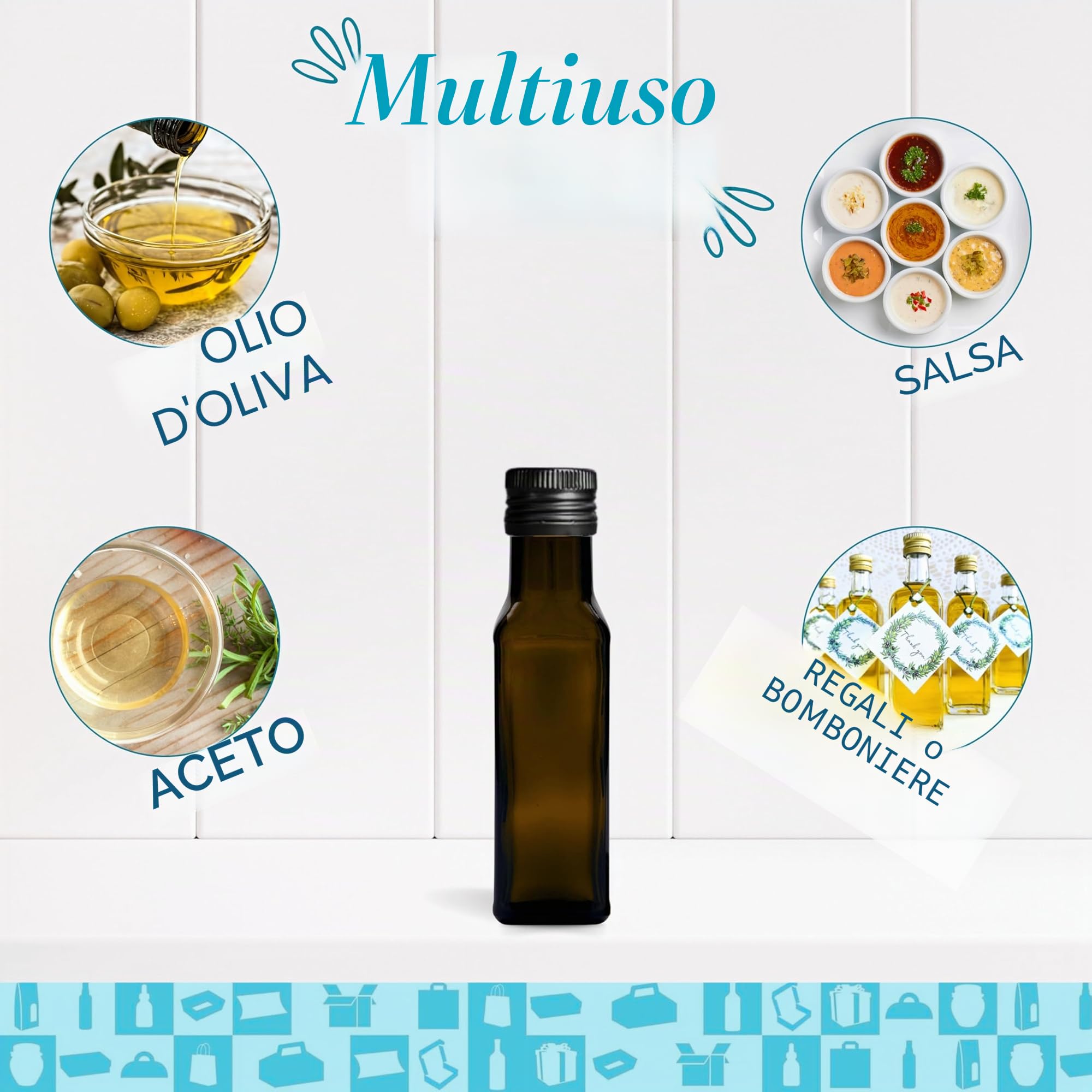 Espirito Rebelde 20 mini bottiglie in vetro scuro, 100 ml, con tappo a vite, nero + 20 lattine | piccole bottiglie per olio d'oliva, aceto, alcool, bottiglia campione