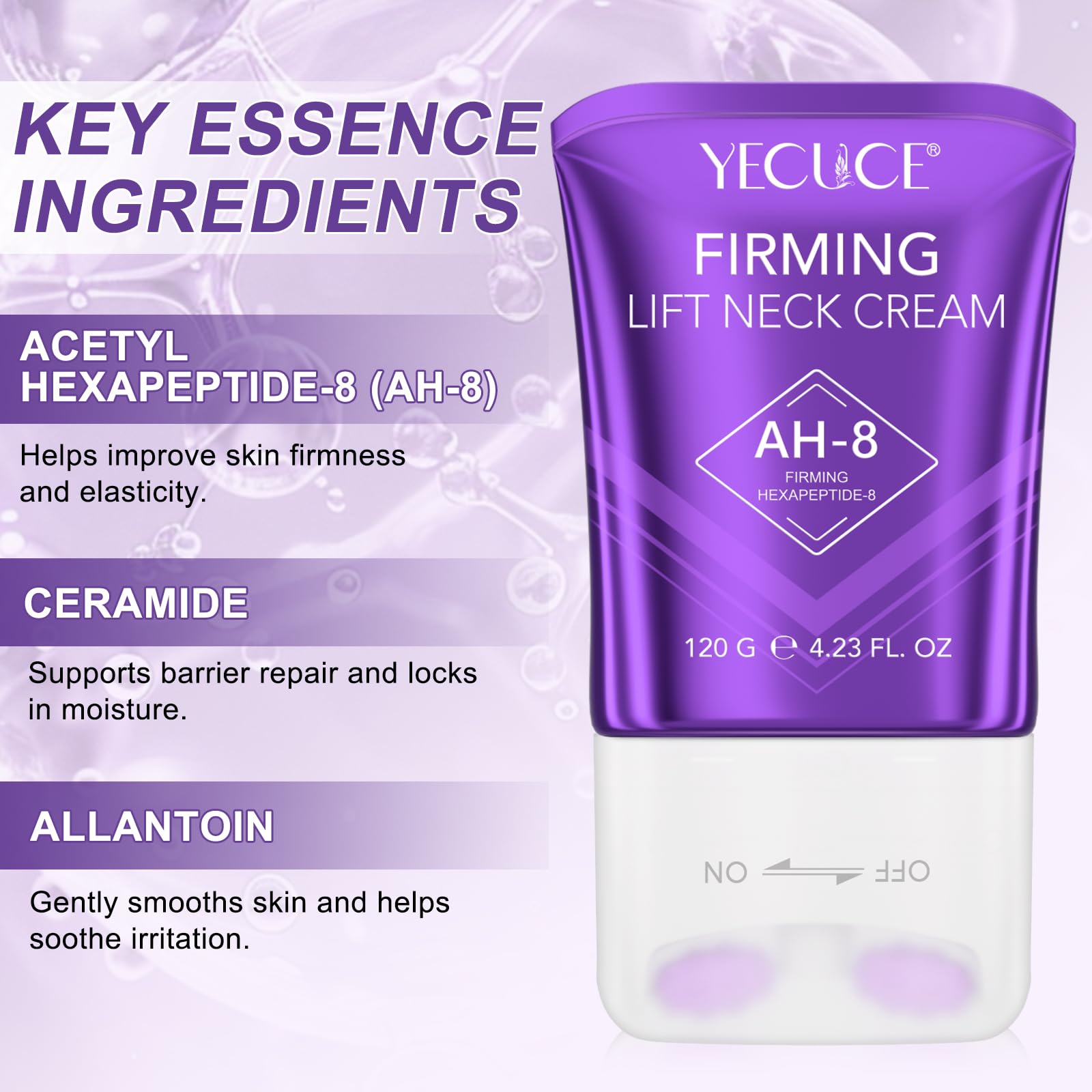 Neck Firming Cream, AH-8 Firming Neck Cream with Roller, Tighten and Lift Neck Cream with Double Roller Massage - Image 2