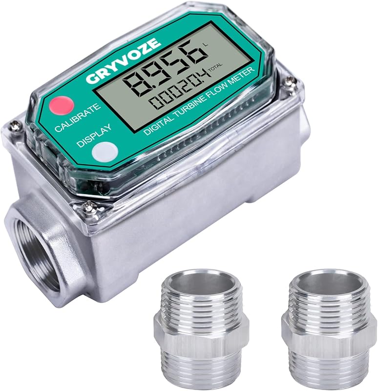 3/4" Fuel & Water Inline Flow Meter with Two 3/4" NPT Male Fittings