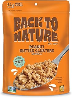 Back to Nature Granola Clusters Cereal - Non-GMO, Plant Based Snacks made with Whole Grain Rolled Oats - Peanut Butter Clusters, 11 Ounce