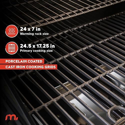 Miniatura 4 de Megamaster Parrilla de gas de 4 quemadores con quemador lateral y cubierta de parrilla, 52,000 BTU, 568 pies cuadrados de área de cocción, parrilla