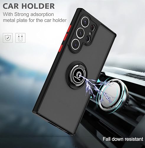Miniatura 8 de Funda para Samsung Galaxy S23 Ultra con 1 protector de pantalla, funda de silicona magnética para automóvil, soporte de anillo a prueba de golpes