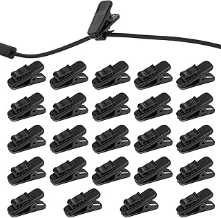 24 Pcs Clips for Earphone Wire, Hat Clips for Wind Headphone Wire Clip Headset Cable Clamp Headphone Mount Cable Clothing Clip Use for Fixing Earphone/Microphone Cord (Black)