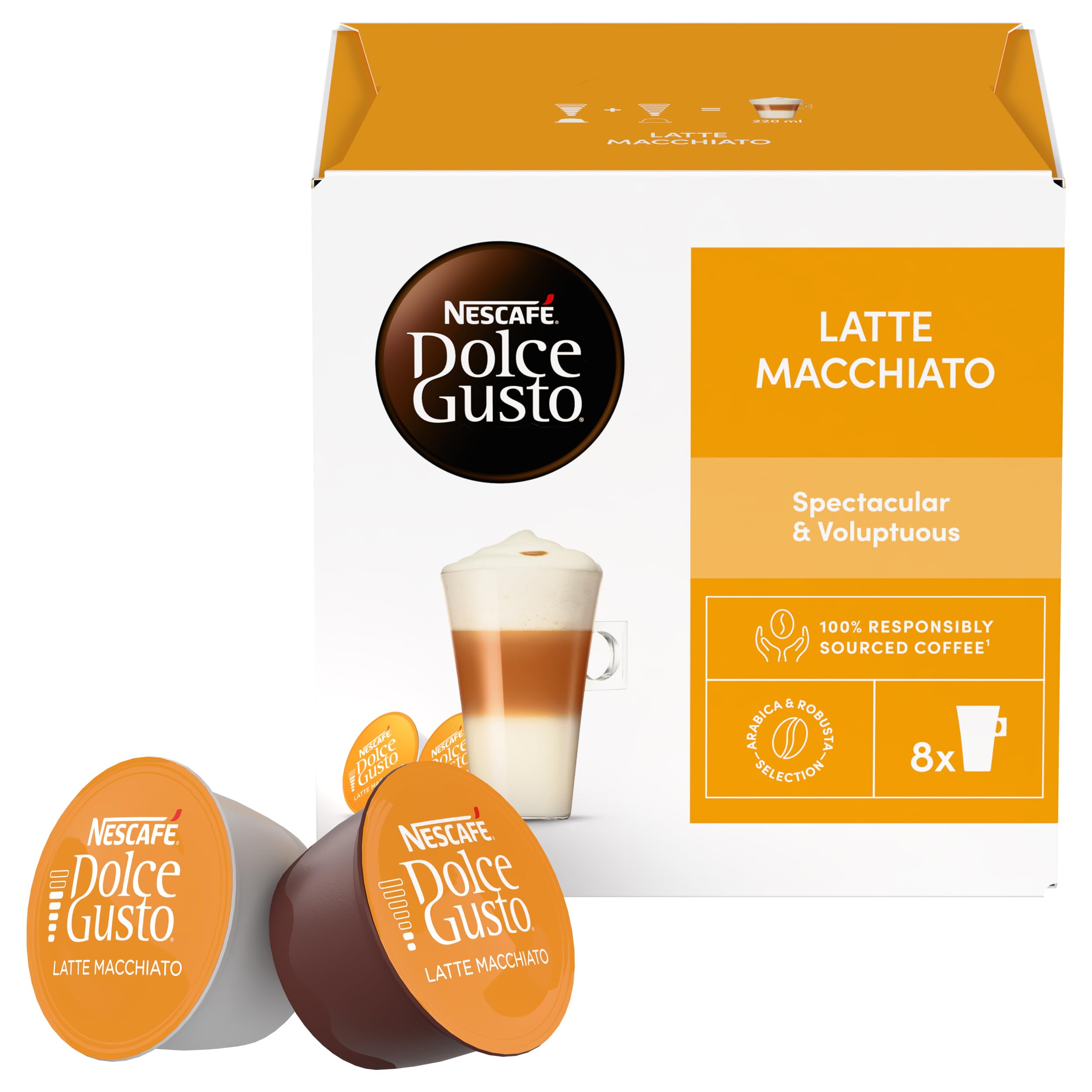 NESCAFÉ DOLCE GUSTO Latte Macchiato con Caffè, 6 Confezioni da 16 Capsule (96 Capsule Compatibili Nescafé Dolce Gusto)