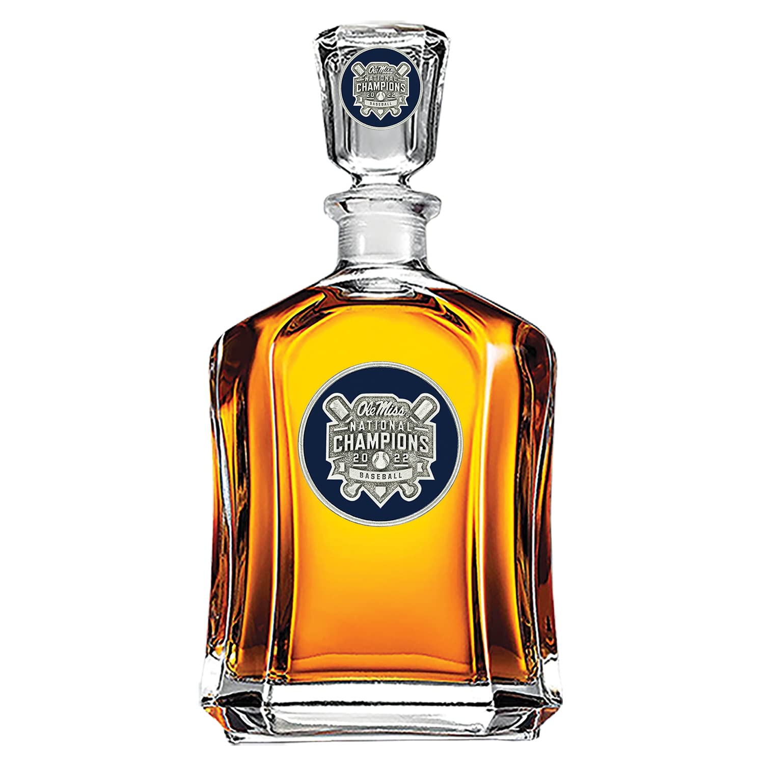 Heritage Pewter Ole Miss Baseball Champions Capitol Decanter | 24 OZ Whiskey Decanter Liquor with Airtight Stopper | Expertly Crafted Pewter Glass