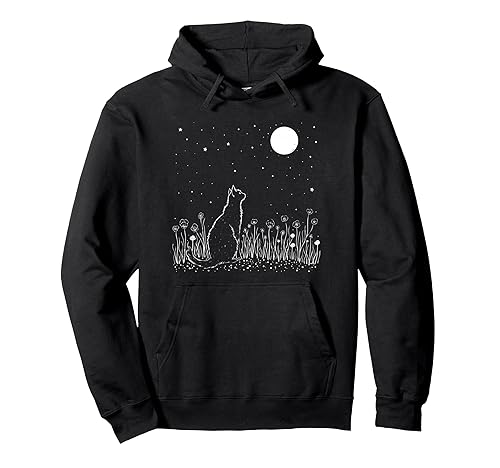 floral mandala moon cat Pullover Hoodie