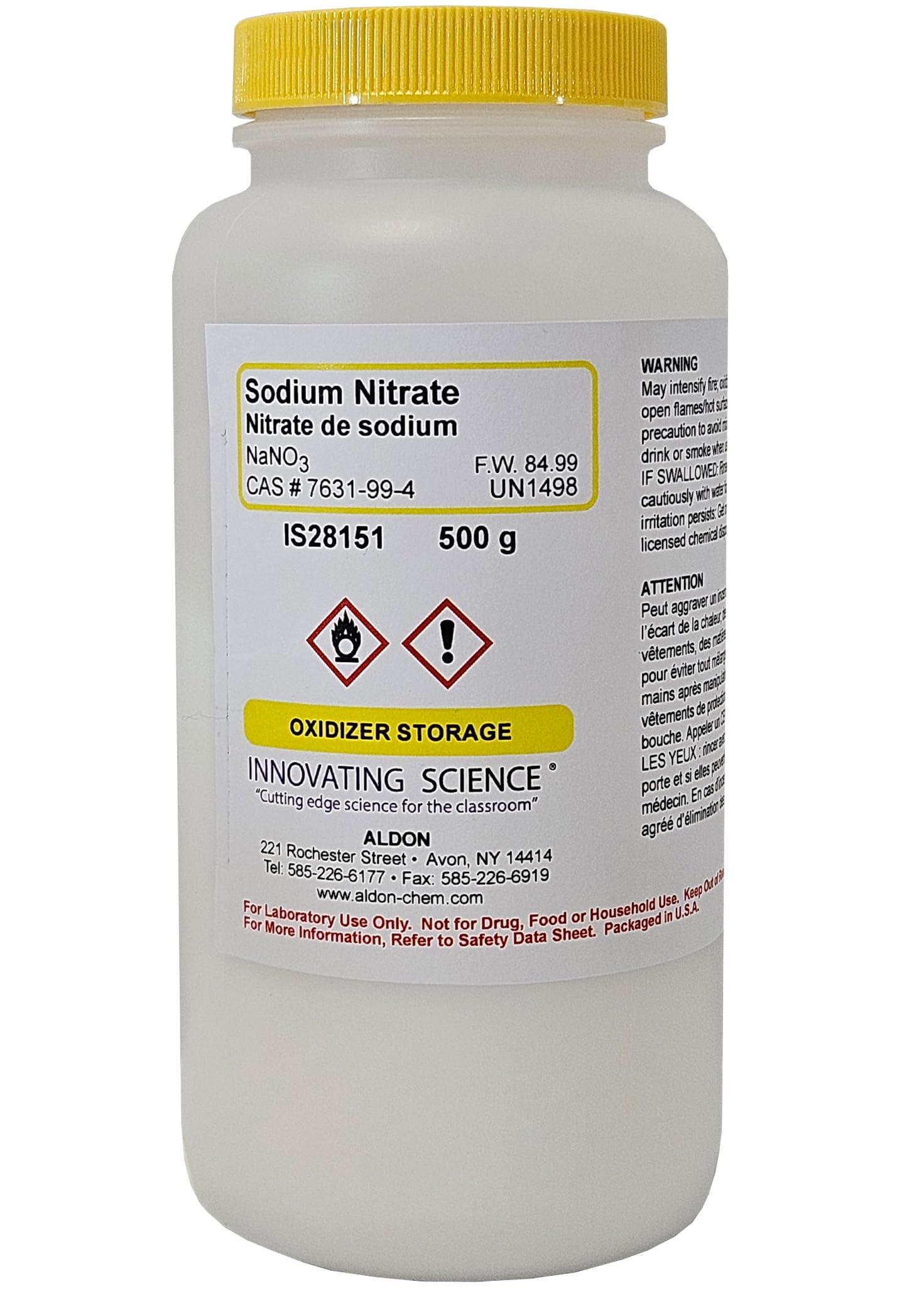 Innovating Science - Sodium Nitrate Prill Lab Grade 500g - Versatile Oxidizing Agent for Scientific, Industrial, and Research Applications