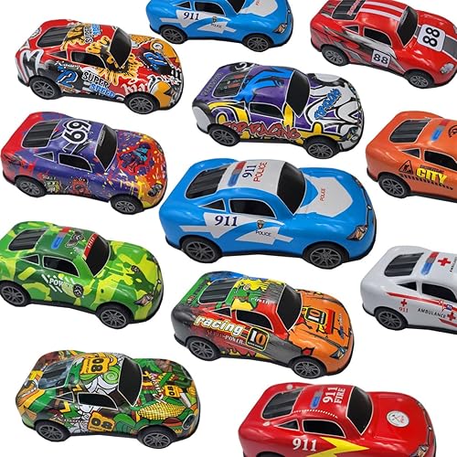 Miniatura 2 de Paquete de 12 autos de carreras de aleación a escala 143 de 4 pulgadas, auto de carreras fundido a presión, vehículos de caricatura, juguetes de