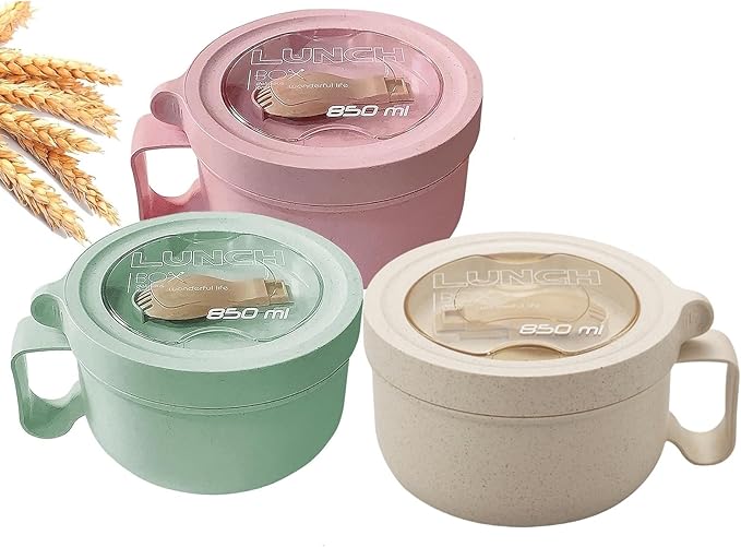 Rarapop 3 Pack Microwave Soup Bowl Containers with Lids, 28.7oz