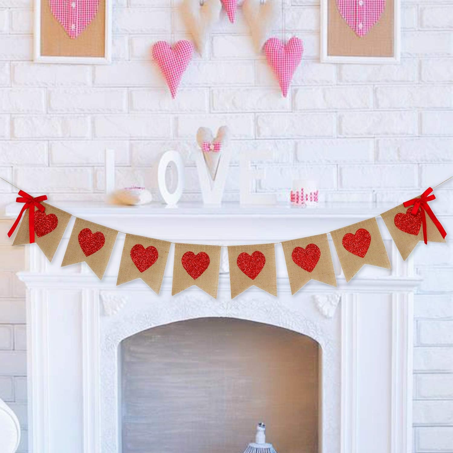 Rustic Burlap Heart Garland Valentine's Day Ghana Ubuy