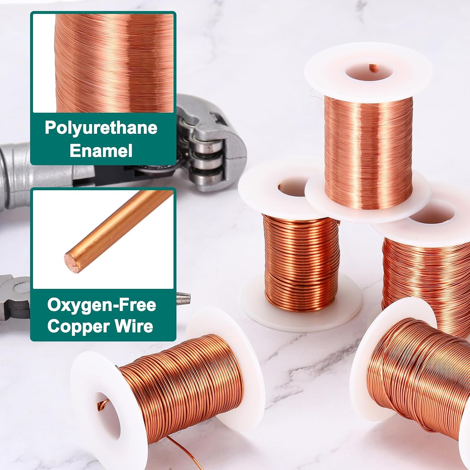 MECCANIXITY 40 AWG Magnet Wire, 40 Gauge Enameled Copper Wire, 4 oz Magnetic Coil Wire for Transformer, Motor, Electric, 155C(311F)