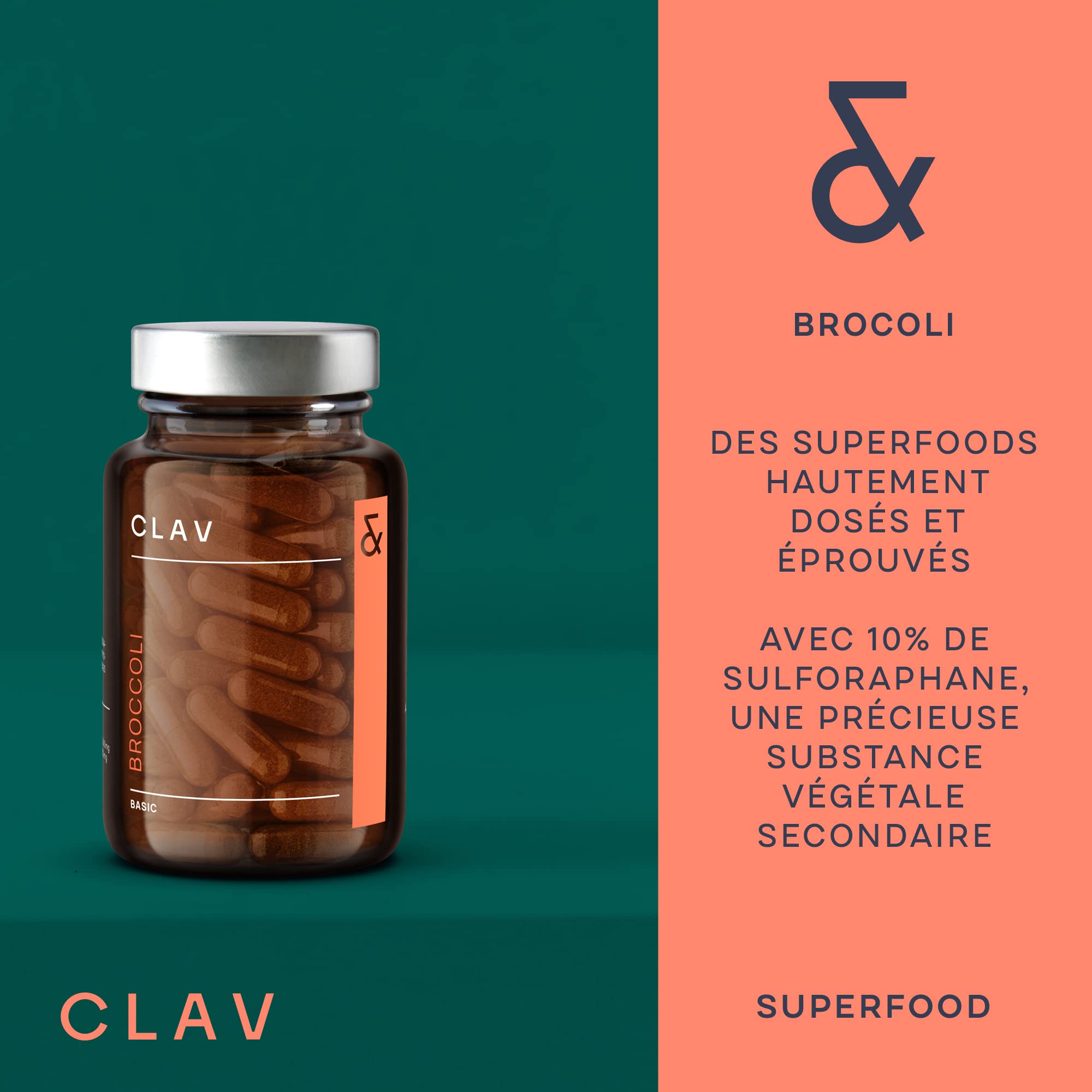 Extrait de Brocoli avec 10% Sulforaphane un puissant Anti-oxydant - 60 Brocolis Gélules Riches en Vitamines et Minéraux - Doses élevées pour 1 Mois - Certifié & Durable en Pot