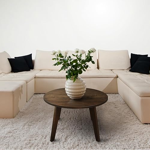 Miniatura 7 de American Trails Mesa de centro redonda 100% de madera auténtica, nogal limpiado a mano