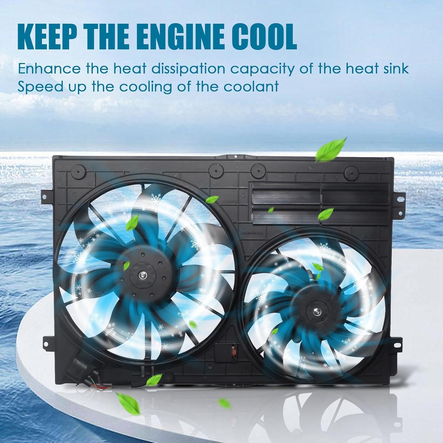 Replacement Engine Radiator Cooling Fan Assembly Compatible with 2006-2013 A3, 2005-2016 Jetta, 2006-2014 GTI, 2006-2018 Passat, 2012-2019 Beetle, 2009-2017 Tiguan 1K0959455ES