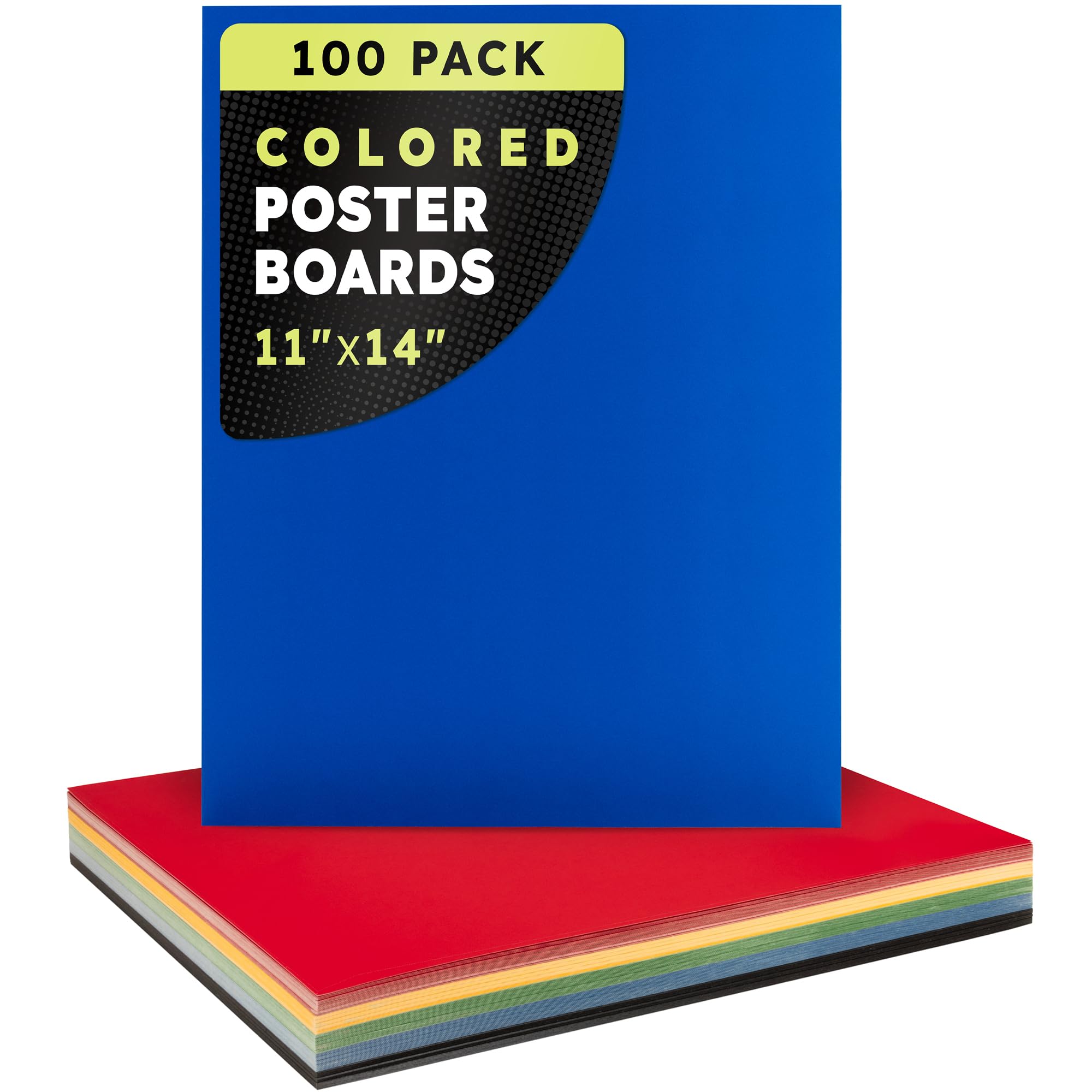 Hygloss Colored Poster Board 11 x 14, 100 Pack, Assorted Standard Colors