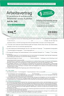 RNKVERLAG 542/10 - Arbeitsvertrag für gewerbliche Arbeitnehmer, DIN A4, selbstdurchschreibend, 10 Verträge