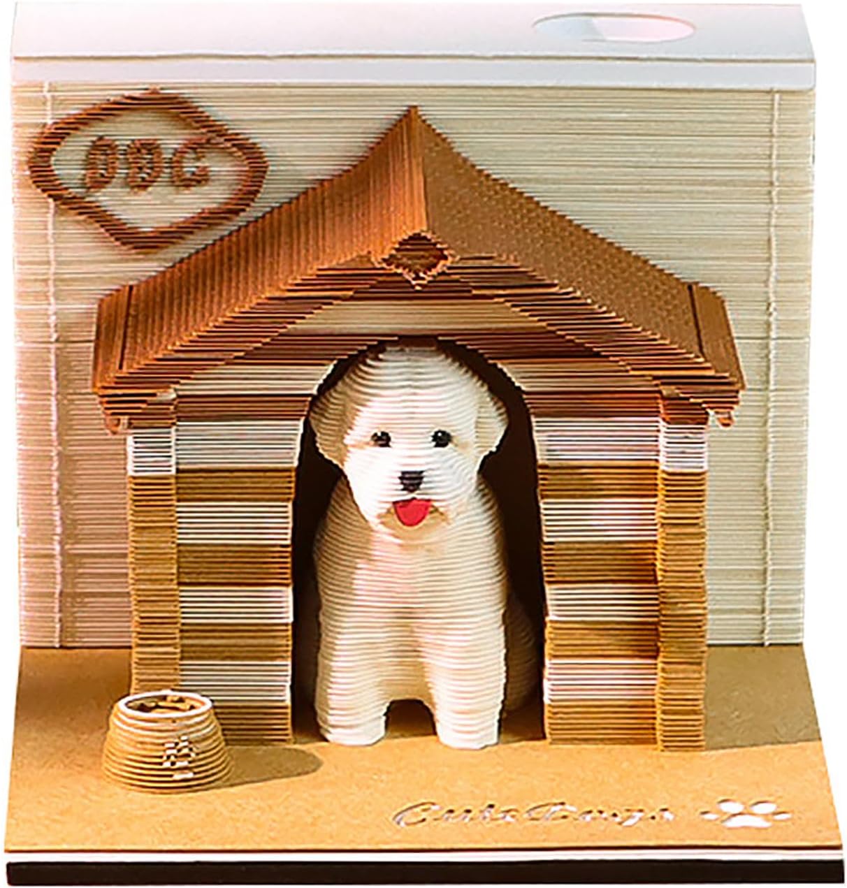KALWEL 3D Calendar - Dog, Time Piece Calendar 2025 Tear Away Calendar, Panoramic Hand-Torn Paper Carving 3D Art Calendar Creative Desktop Ornaments, (Dog)
