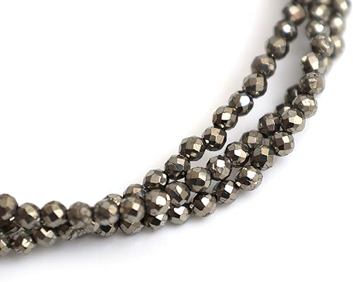 Miniatura 3 de Gempires Pyrite 3 Layered Beaded Bracelet, Faceted Beads, Birthstone Healing Crystals, Gift for Her, 14k Gold Plated Jewelry for Women, 8 inch