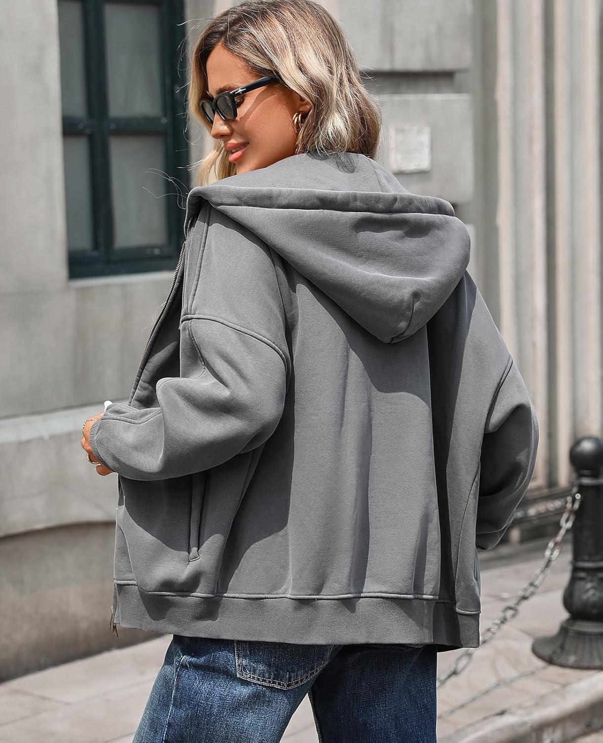 Oversized Zip Up Hoodies for Women Acid Wash Sweatshirts Fall Winter Y2k Clothes Jackets Vintage Streetwear - Image 5