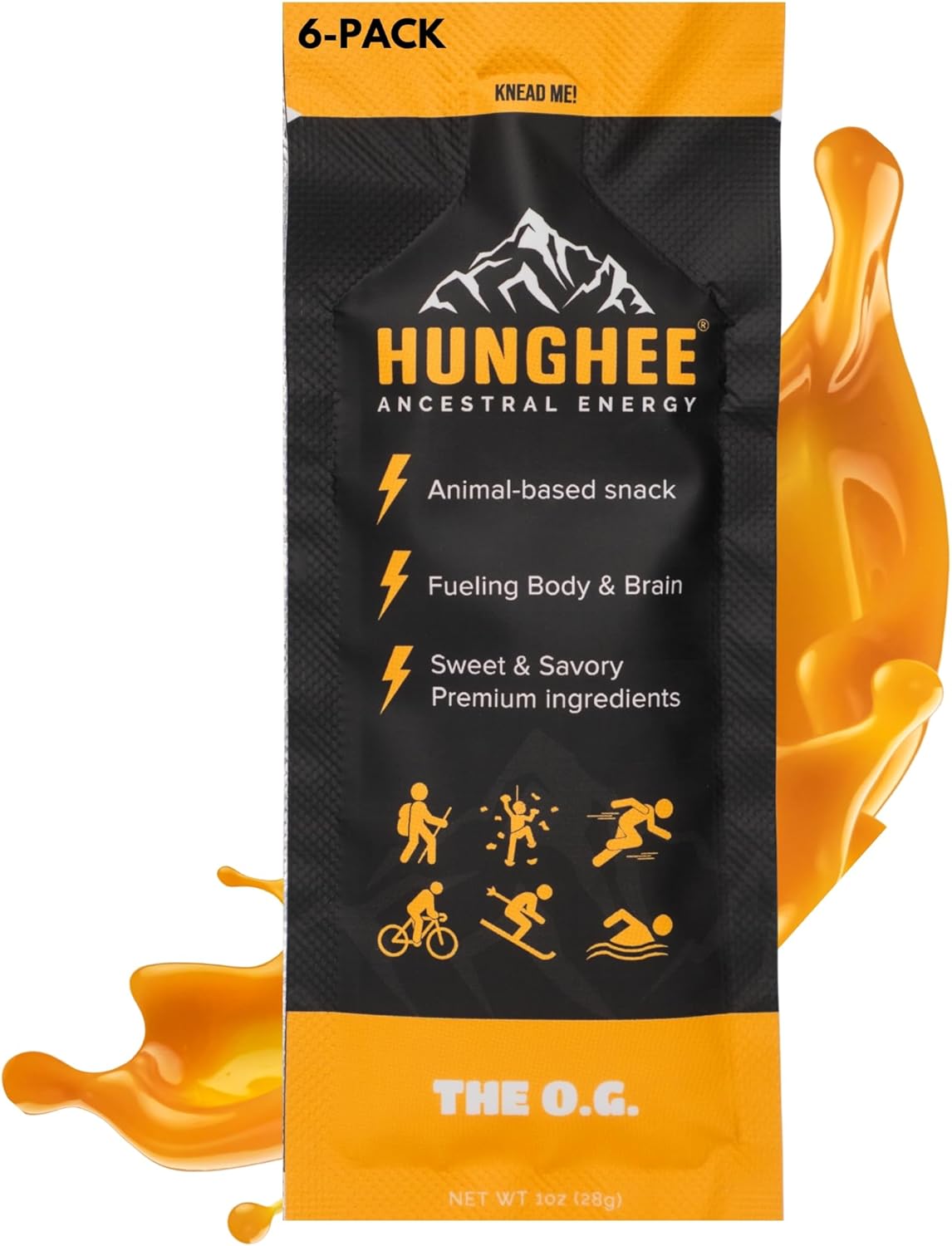 Ancestral Energy O.G. Pack | Organic Grass-Fed Ghee & Raw Honey Blend | Animal-Based Energy Boost for Athletes | Hiking, Cycling, Running, Backpacking | Healthy Snack (Pack of 6)