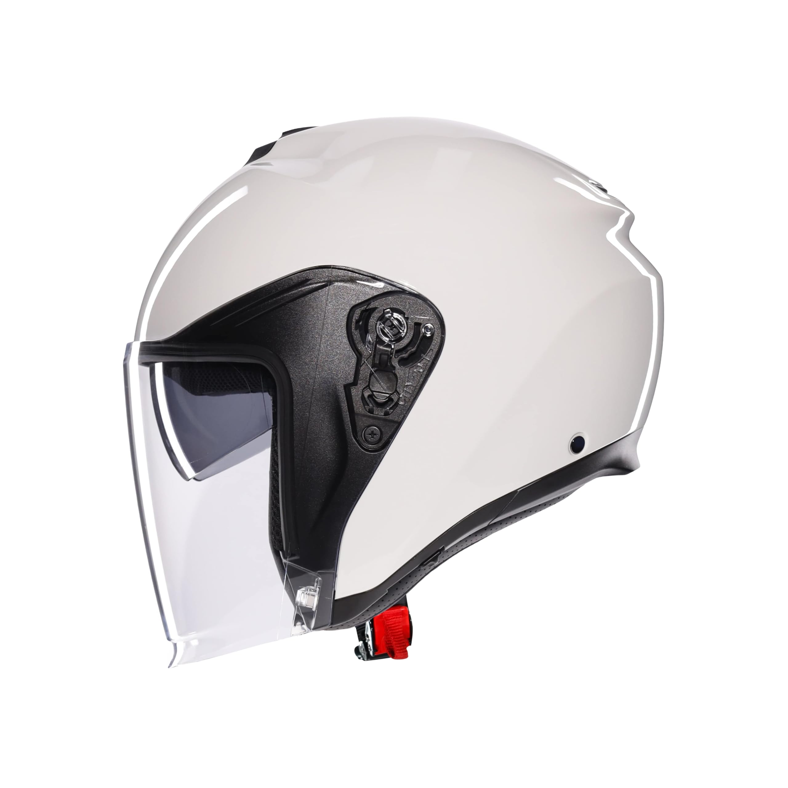 AGV - IRIDES E2206, Casco Moto Jet Unisex, Casco de Moto Cara Abierta con Visera Antiarañazos y Protectora UV, Materia White, L