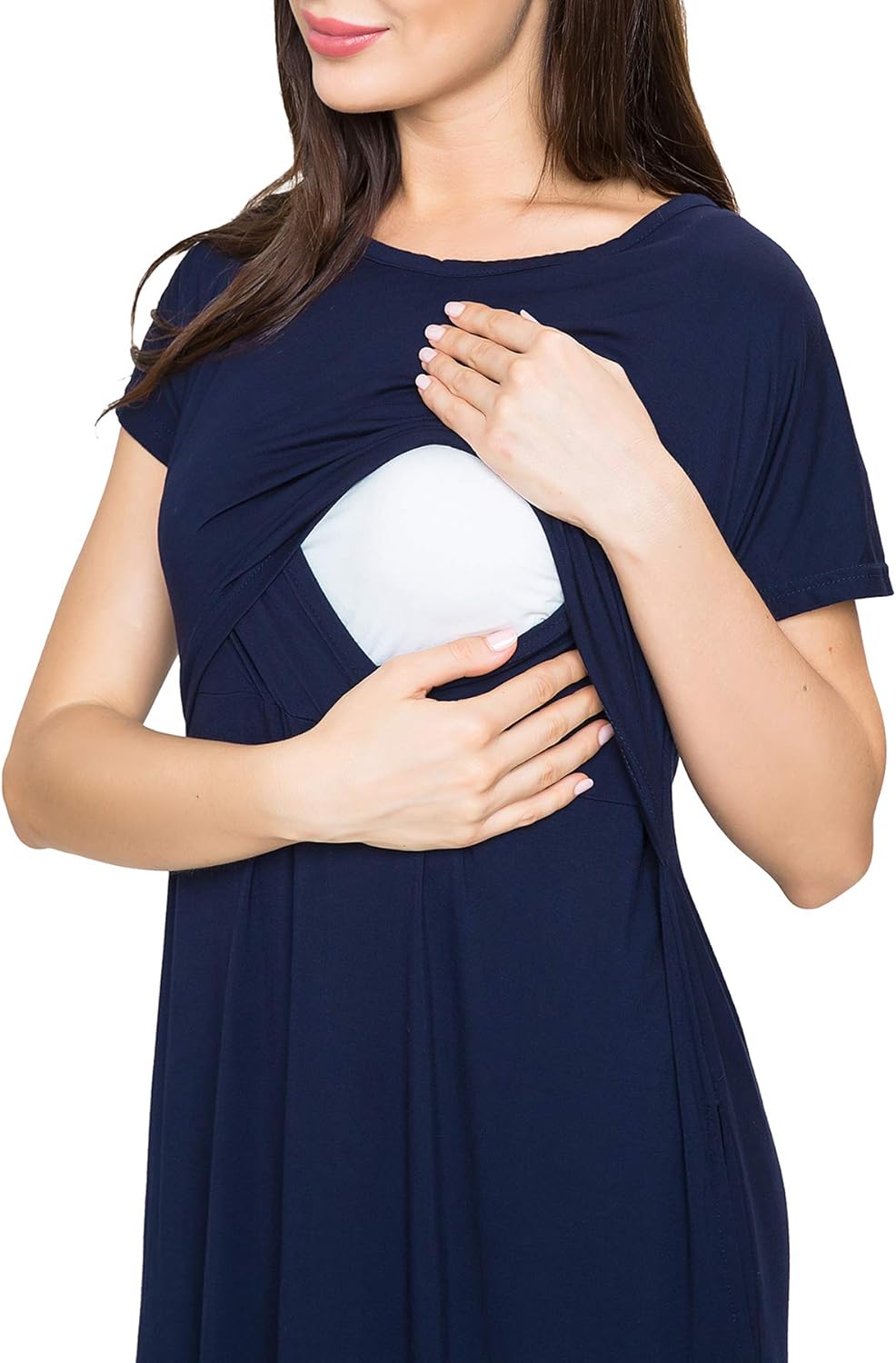 Smallshow Women's Maternity Nursing Dresses Split Long Dress for Breastfeeding - Image 3