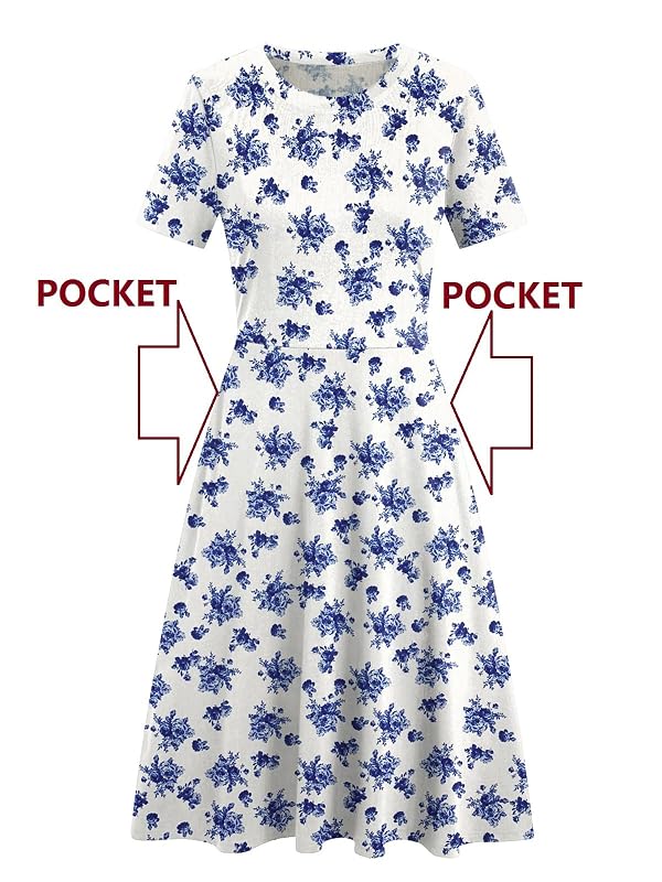 A-Line Dresses for Women Office Professional Casual Summer Elegant Work Party Floral Print Aline Dress with Pockets 162 White Floral XXL by HELYO - Used condition - Image 5