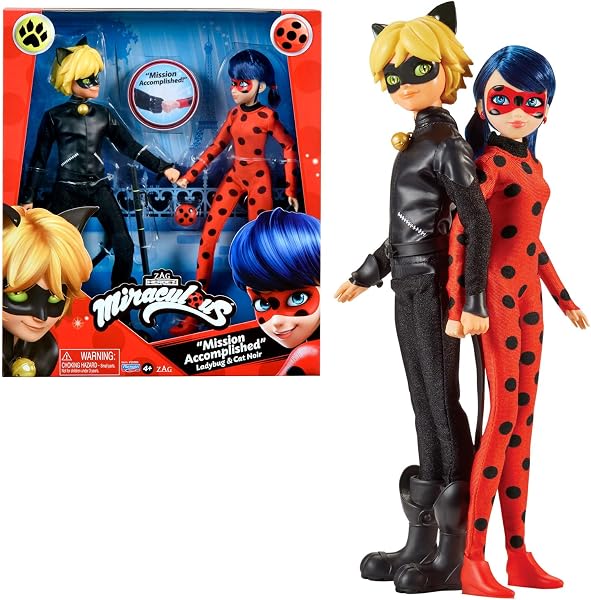 Bandai β Miraculous Ladybug β 2 bambole articolate da 26 cm Ladybug & Chat Noir, accessori β Figure articolate ispirate alla serie animata β Pacchetto Miraculous β Set di gioco per bambini 4+ β P50365 - 1