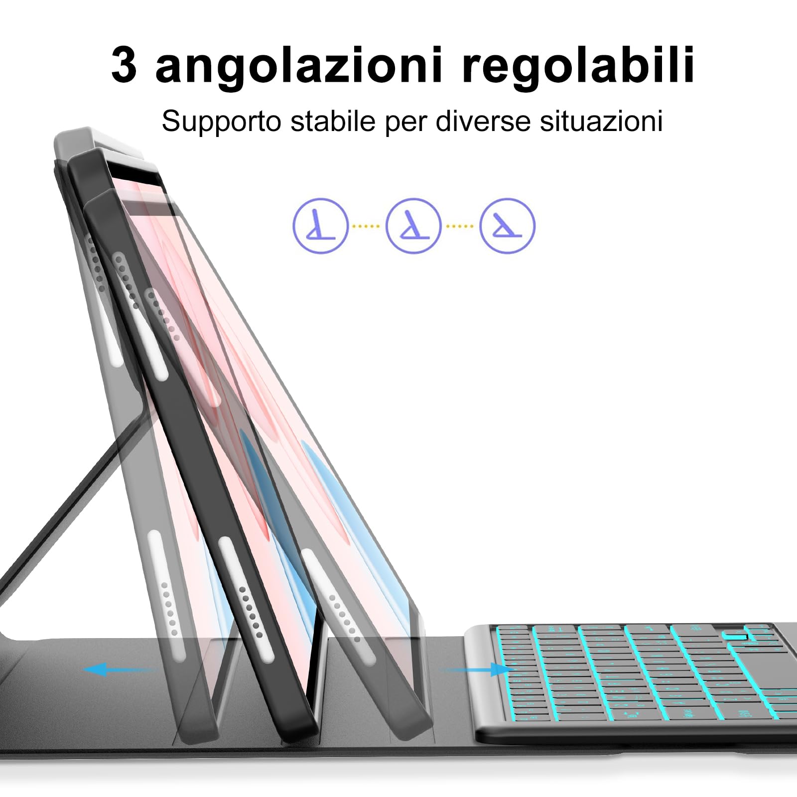 FOGARI Per Honor Pad 10 2025 12.1 Pollici Cover Tastiera | Custodia Tastiera Bluetooth Rimovibile con Touchpad per Ufficio/Studio/Scrittura, Keyboard Wireless Portatile, Nero