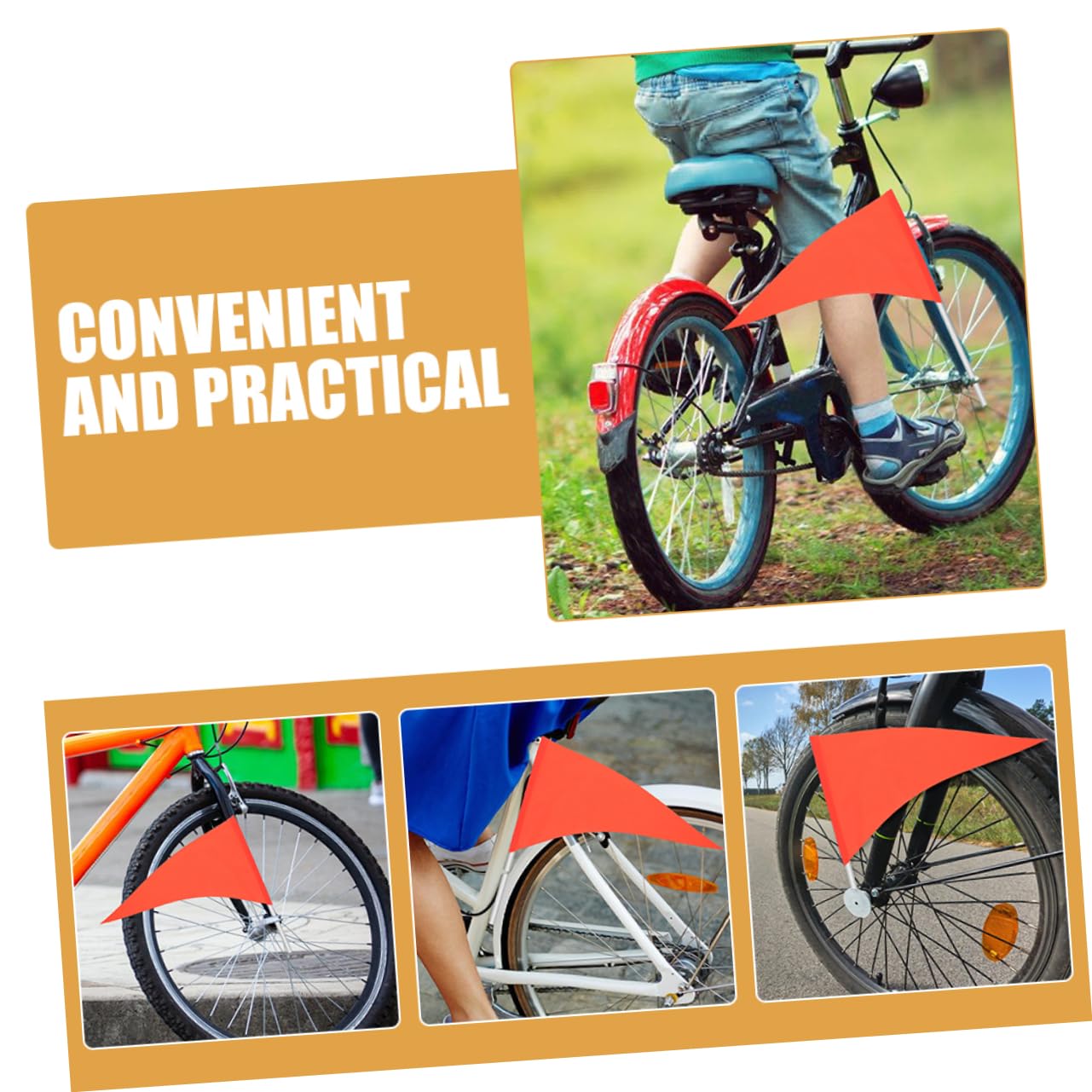 Sosoport Banderín De Advertencia Seguridad Bandera De Bicicleta De Visibilidad Bandera De Ciclismo para Bicicleta De Scooter De Polivinilo Naranja 5 Piezas X 4
