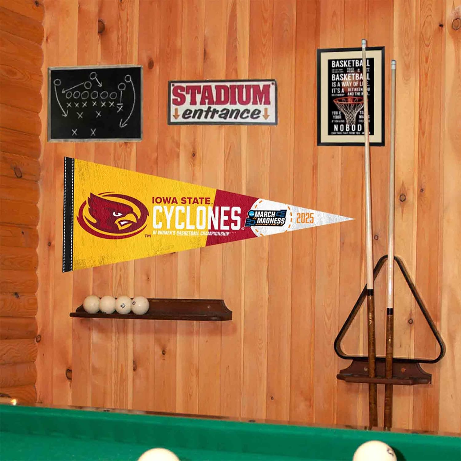 College Flags & Banners Co. Iowa State Cyclones 2025 Women's March Basketball Madness Pennant Flag