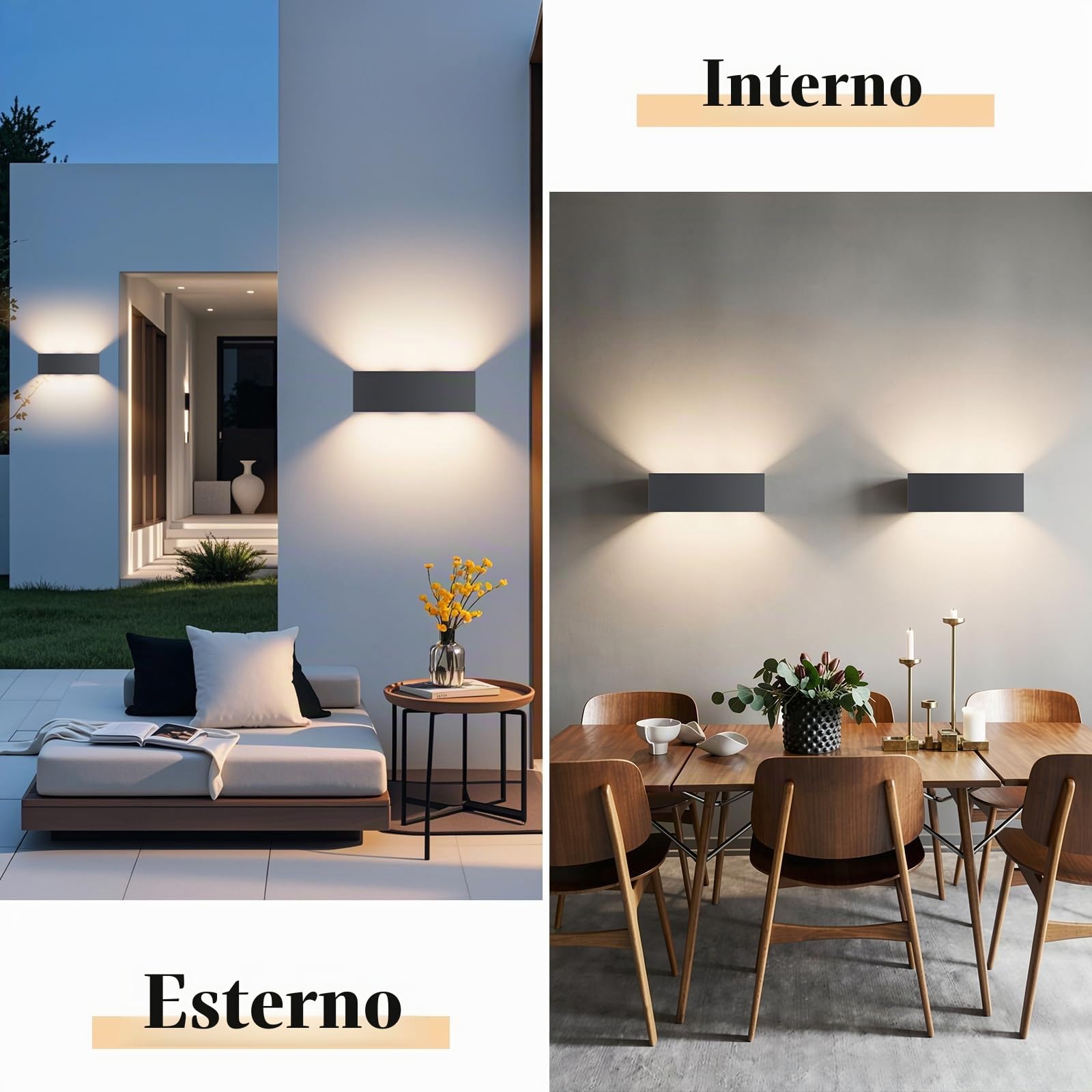 Klighten Applique da Parete per Interni/Esterni Bianco Caldo 3000K G9 Sorgente Luminosa Sostituibile, 27W Lampada da Parete Angolo del Fascio Regolabile Aplique IP54 Impermeabil (Antracite)