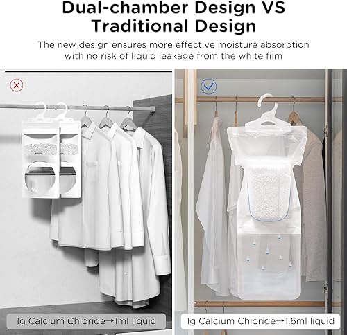 Miniatura 4 de W&E Choice Bolsa colgante absorbente de humedad para tu armario, bolsas deshumidificadoras para baño, paquetes de humedad sin fragancia, paquete de