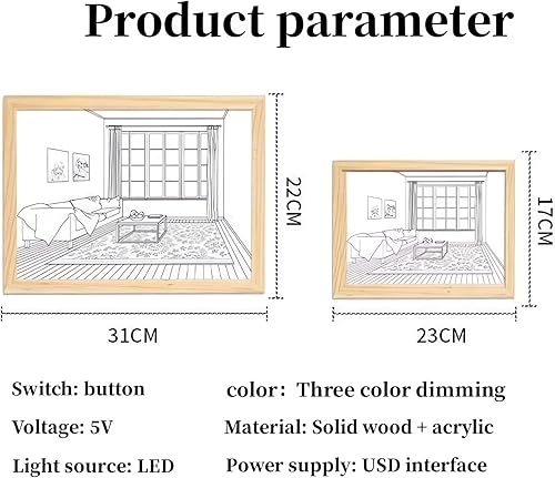 Miniatura 8 de Webahow Pintura iluminada  Nueva decoración artística de pared con luz LED, imagen iluminada enmarcada para paredes, lámpara de luces nocturnas