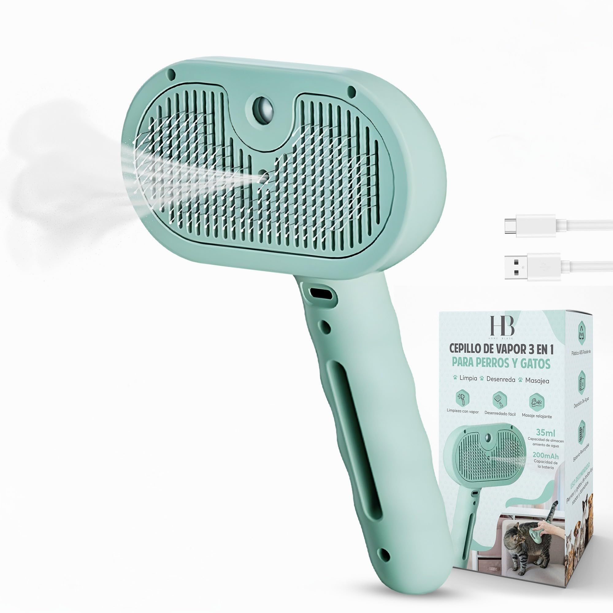 Cepillo para gatos y Cepillo perro 3 en 1 – Limpia, desenreda y masajea – Ideal para reducir pelo muerto en casa, Cepillo gatos alternativa premium a guante quitapelos mascotas