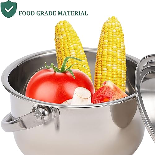 Miniatura 5 de CALLARON Tazón para mezclar de acero inoxidable cacerola para sopa de pasta y fideos olla para ramen olla caliente con asa de tapa para el hogar