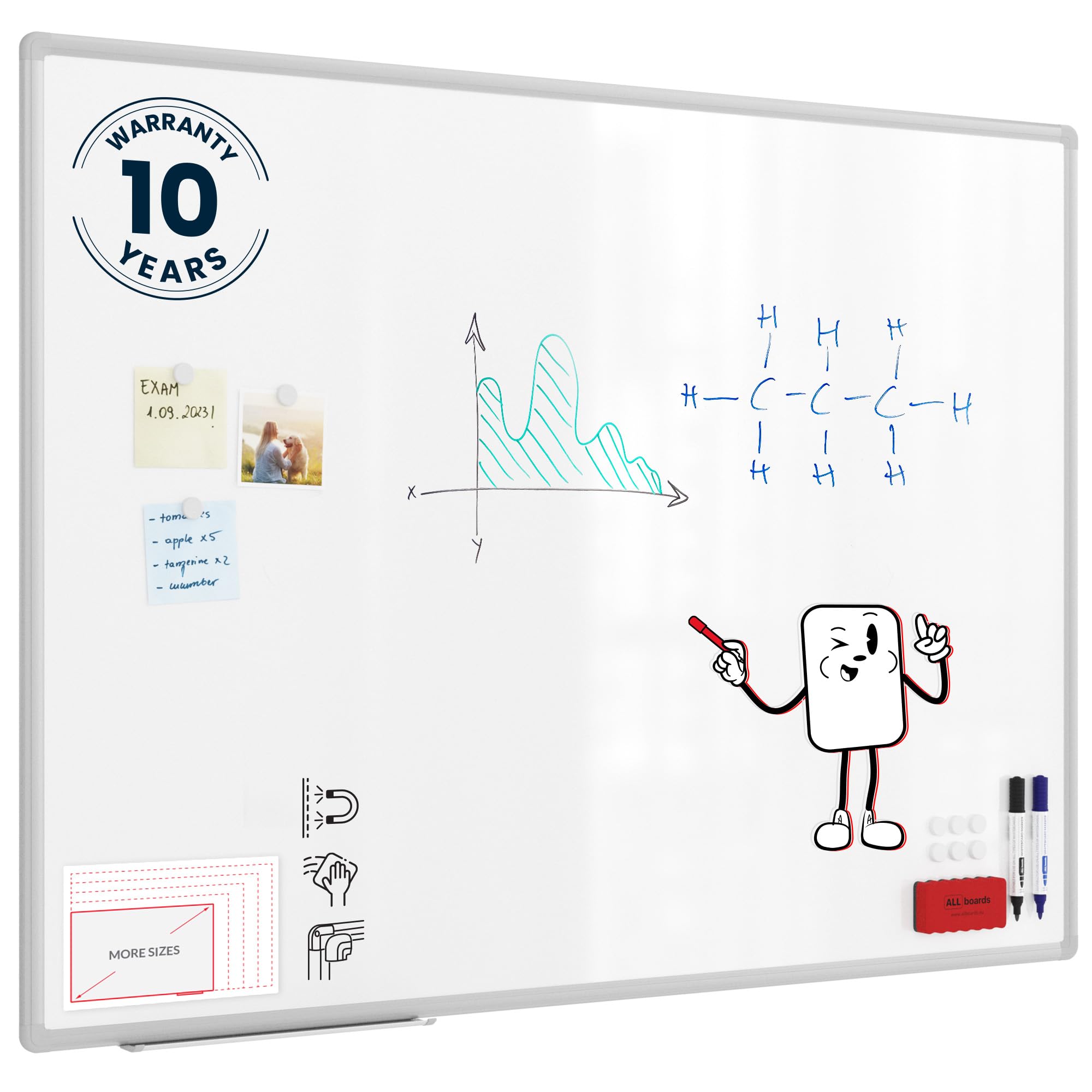 ALLboards Whiteboard with Aluminium Frame 120x80cm, Magnetic Board, Writing Board, Dry Wipe Dry Erase โ image 1